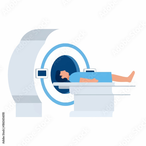 Patient Undergoing MRI Scan for Medical Diagnosis and Health Assessment.