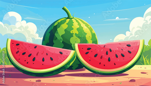 Vibrant Watermelon Still Life - A Refreshing Summer Delight.