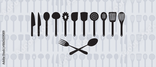 Kitchen chef restaurant logo design, Barbecue vintage logo concept. grill tool with fire flame stamp template. Vector illustration, set of cooking logo template