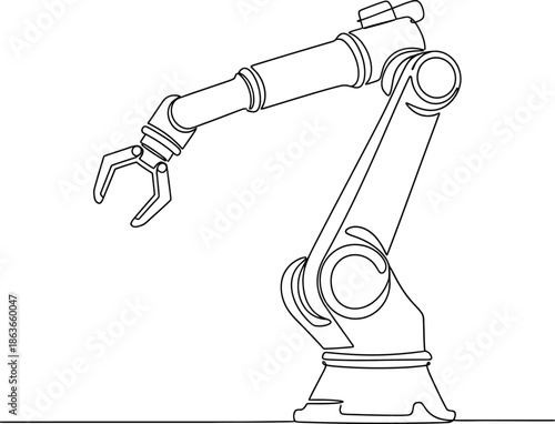 Industrial robot arm graphic illustration
Industrial Robotic Arm Line Art: One Line Drawing of Mechanical Automation Hand