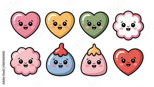 Cute and Colorful Characters: A vibrant assortment of cheerful cartoon characters, each with its own unique personality, bring joy and whimsy to the scene. These delightful figures.