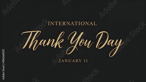 International Thank You Day January 11 – Elegant Gold Typography on Black Background. 