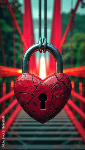 Wallpaper Mural red heart hanging on a chain Torontodigital.ca