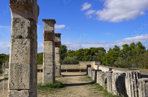 Ruins of the underground Avaton, where patients were healed by the god Asclepius in the Epidavros archaeological site