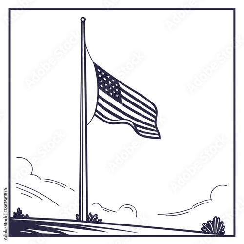 vector illustration of a flag with a ship