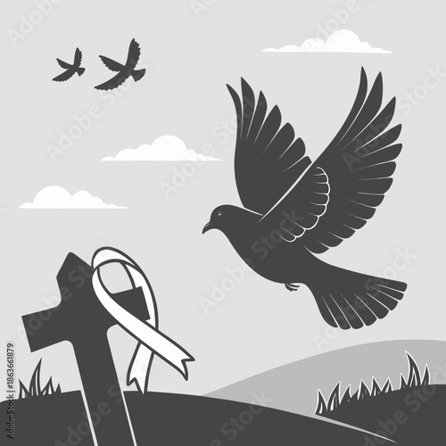 stork carrying a baby