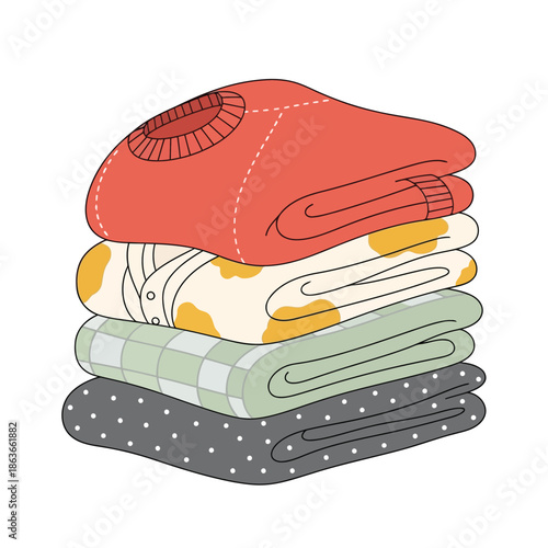 A stack of folded colorful clothes on top of each other neatly