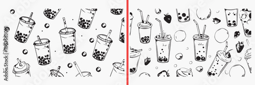 drink pattern illustration vector, beverage doodle icons, coffee juice cup sketch, cold drink pattern design, cafe drink illustration, refreshment vector set, liquid graphic elements, drink clipart co