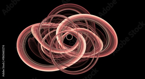 Abstract representation of continuous change, flowing energy, and limitless movement within a complex digital loop structure, background, curve, shape