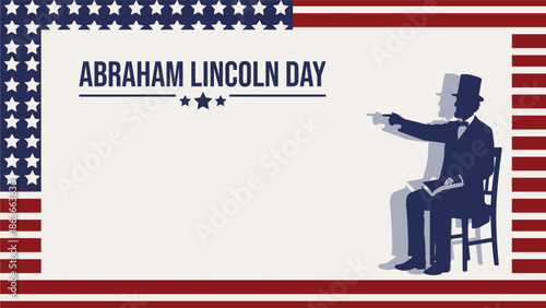 Abraham Lincoln Silhouette Vector with American Flag Background for Presidents Day and US National Holiday