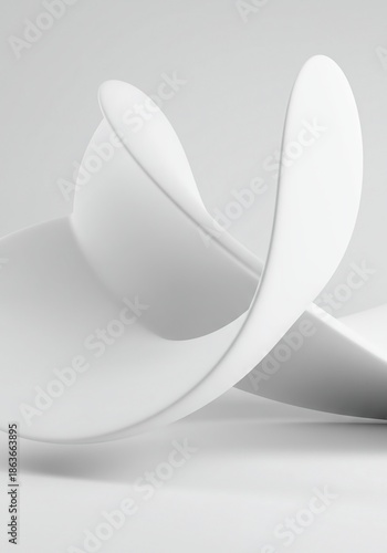 Abstract background showing a white, smooth void actively warping and bending, creating strange spatial distortions and geometric waves, conceptual, void, smooth