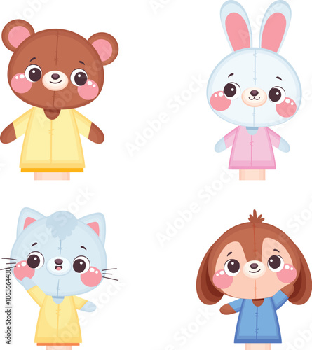 Cartoon animal toddlers collection for kids education and playroom decor vector