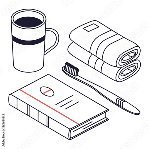 Modern Minimalist Illustration of Daily Life Essentials