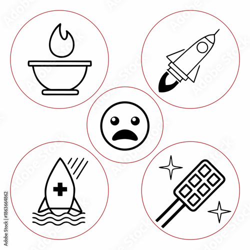 Modern Abstract Kitchen Icon Pack - 6 Minimal Cooking Symbols