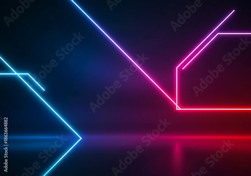 Abstract futuristic neon light background with vibrant glowing geometric shapes and vivid electric colors for modern design presentation or banner, bright, radiance, vibrant