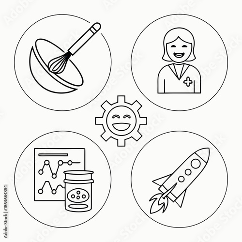 Six Minimal Abstract Icons for Modern Cooking and Gastronomy Design