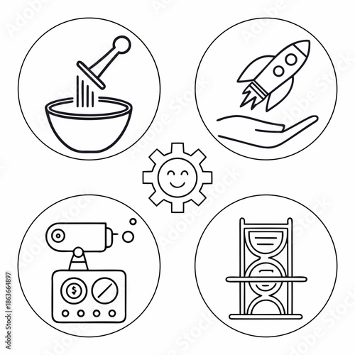 Minimalist Kitchenware Icon Set - 6 Abstract Cooking Vector Graphics