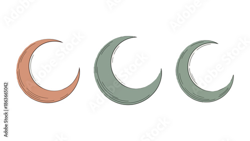 Phases of the Crescent Moon: A collection of crescent moons in various hues. The elegant crescent shapes bring about a sense of mystery and celestial charm.