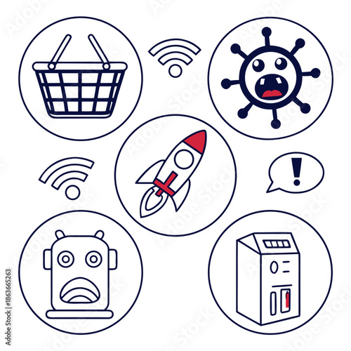 Minimal Abstract Kitchen Fryer Basket Icon Collection