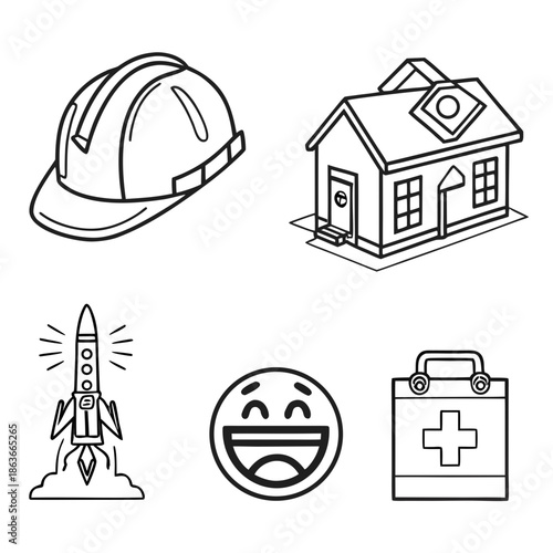 6 Minimalist Abstract Chef Hat and Toque Icons