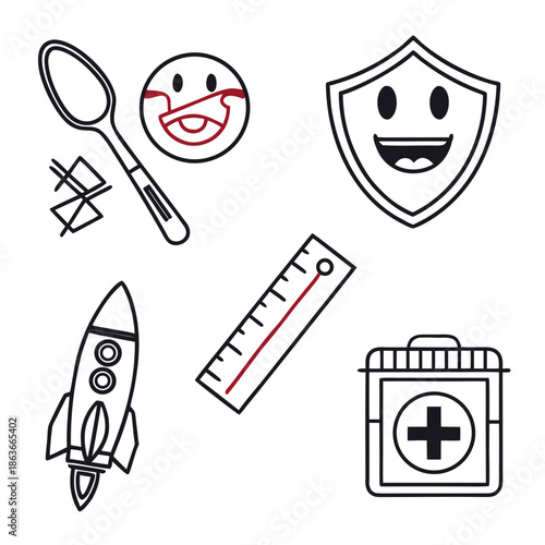 6 Minimalist Spoon and Measuring Tool Abstract Icons