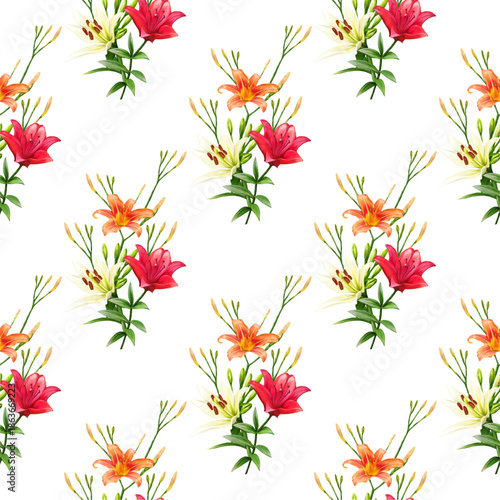 Flower vector seamless pattern illustration floral background 
