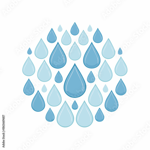 Blue Water Droplets Illustration Design Element.