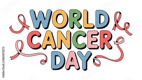 World Cancer Day: A poignant visual celebrating World Cancer Day, featuring the message against a simple background. A symbol of solidarity and awareness in the fight against cancer.
