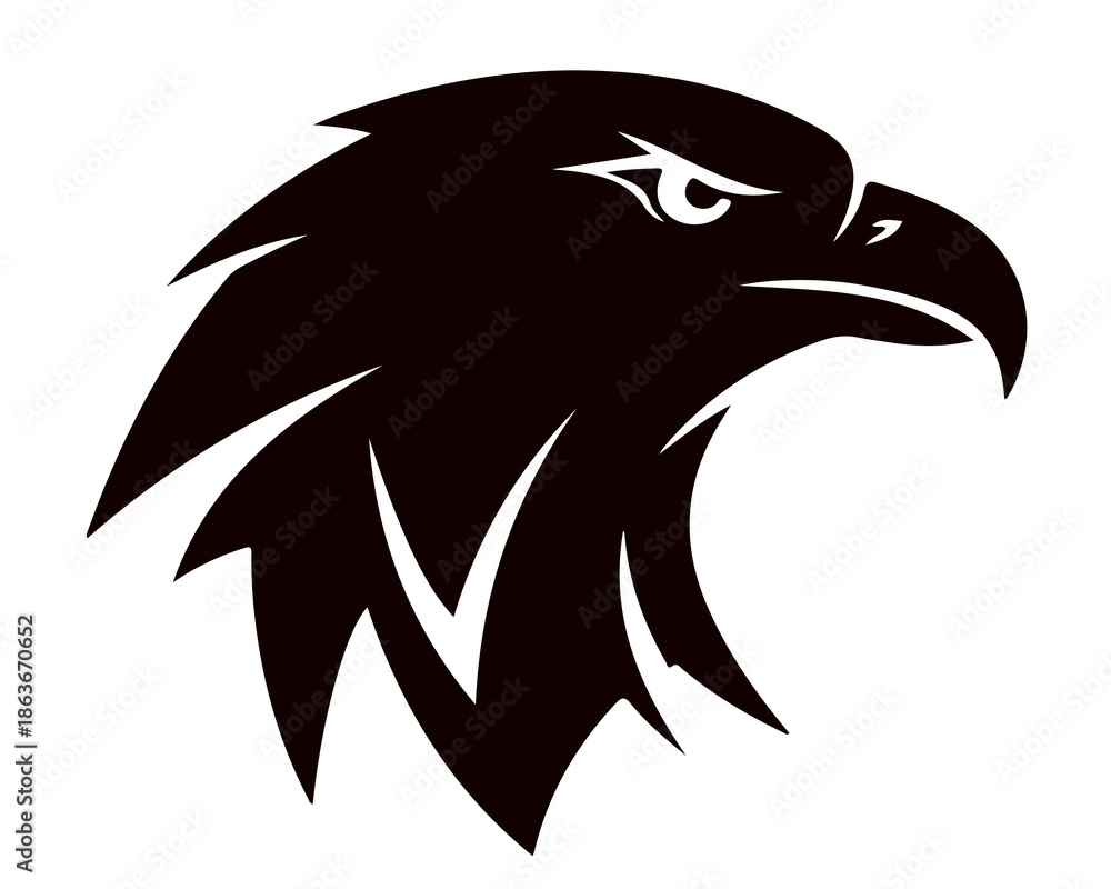 Fototapeta premium A black and white illustration of an eagle's head in profile