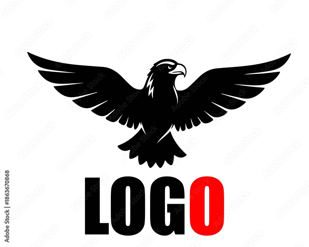 Fototapeta premium A sleek black eagle logo with outstretched wings and bold typography