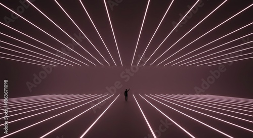 Minimalist conceptual background illustrating endless possibility and future potential through vanishing lines and subtle atmospheric perspective, endless, business, empty