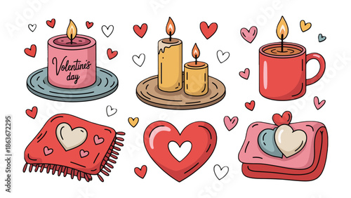 Valentine's Day Romantic: Illustrative imagery of Valentine's Day elements that is sure to evoke feelings of love and affection.