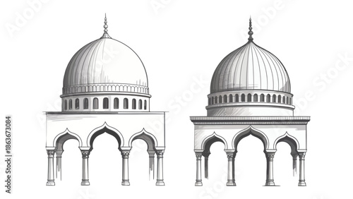 Architectural Sketches: Two intricately detailed sketches showcase the domes of an ancient building, a testament to timeless architecture and engineering.