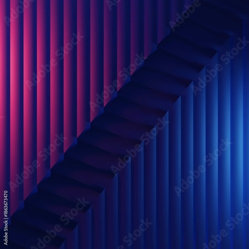 Abstract geometric pattern forming a dynamic, rhythmic backdrop with implied three-dimensional space and repeating vertical lines, illusion, decorative, texture