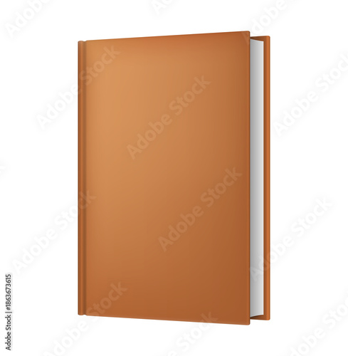 Closed Orange Hardcover Book Mockup Standing Vertical, Professional Educational Concept, Realistic 3D Render Isolated on Transparent Background
