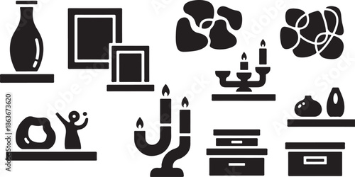 A collection of various home decor items and objects