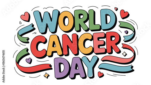 World Cancer Day: A vibrant illustration promoting awareness and support for World Cancer Day.