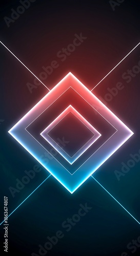 A bright neon abstract background with glowing geometric shapes creating a vivid and futuristic visual display, design, futuristic, electric
