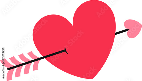 Red heart with cupid arrow