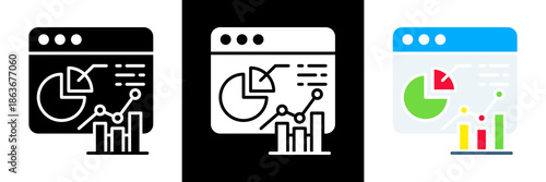Analytics Icon Set Glyph vector Illustration 