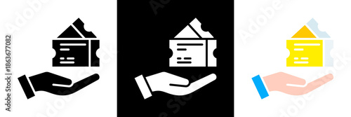 Ticket Icon Set Glyph vector Illustration 