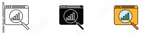 Analytic icon vector. performance analysis symbol. vector illustration.