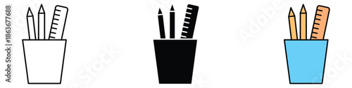 Pencil holder icon vector. School supplies symbol. vector illustration.