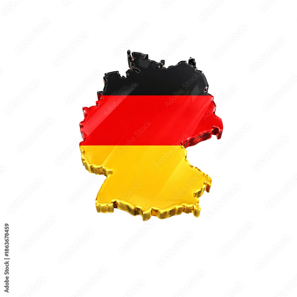 Fototapeta premium Germany Map 3D Glass Icon with German National Flag