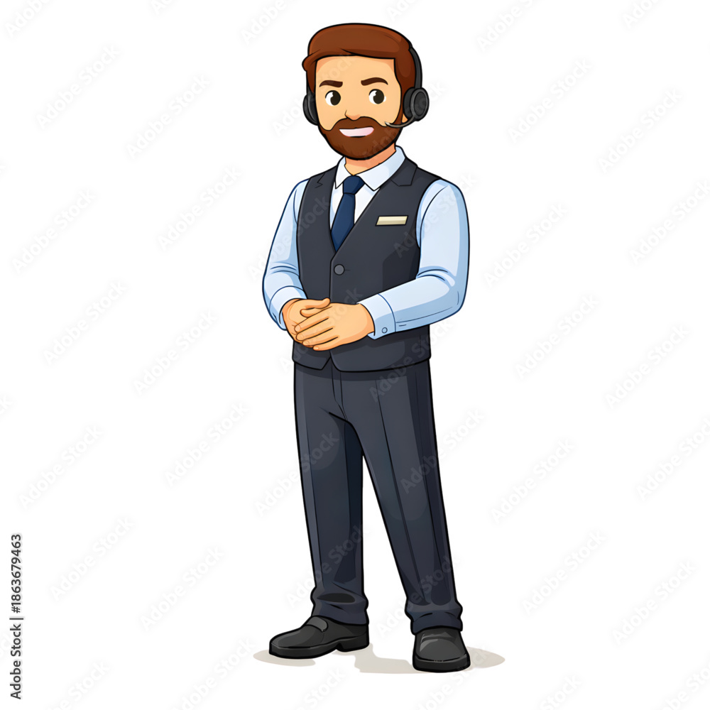 Obraz premium Professional Customer Support Agent Wearing Headset - AI Generated