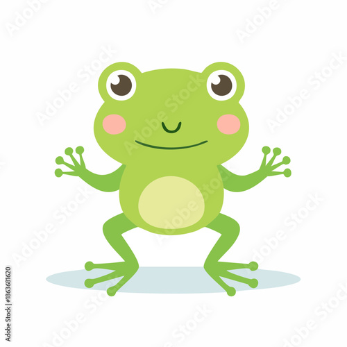 Happy Cartoon Frog Character Illustration.