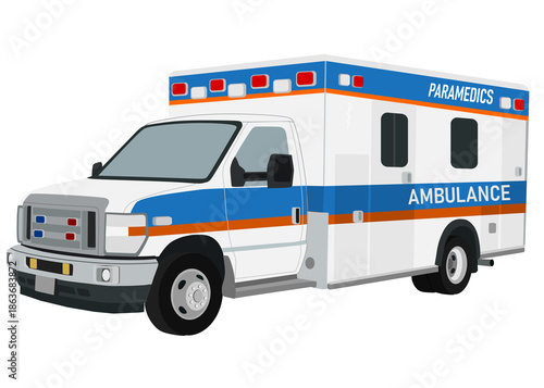 Modern Paramedic Ambulance Emergency Vehicle Illustration