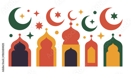 Ramadan Celebration: An artistic celebration showcasing elements of the Ramadan, incorporating intricate designs and patterns. Reflecting the beauty and significance of the holy month.