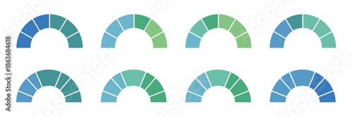 Infographic semicircle chart, vector layout depicting step-by-step business process flow, data visualization for workflow management