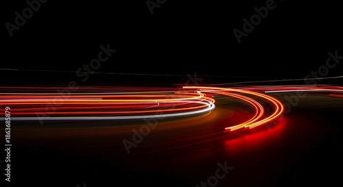 Dynamic swirling energy captured through long exposure techniques, creating vibrant, blurred trails of residual light in darkness, effect, abstract, illuminated